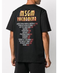 schwarzes bedrucktes T-Shirt mit einem Rundhalsausschnitt von MSGM