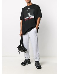 schwarzes bedrucktes T-Shirt mit einem Rundhalsausschnitt von MSGM