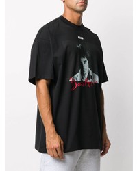 schwarzes bedrucktes T-Shirt mit einem Rundhalsausschnitt von MSGM