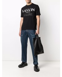 schwarzes bedrucktes T-Shirt mit einem Rundhalsausschnitt von Lanvin