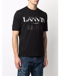 schwarzes bedrucktes T-Shirt mit einem Rundhalsausschnitt von Lanvin