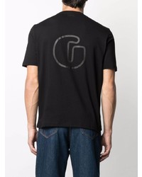 schwarzes bedrucktes T-Shirt mit einem Rundhalsausschnitt von Lanvin