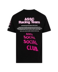 schwarzes bedrucktes T-Shirt mit einem Rundhalsausschnitt von Anti Social Social Club