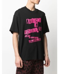 schwarzes bedrucktes T-Shirt mit einem Rundhalsausschnitt von VERSACE JEANS COUTURE