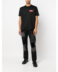 schwarzes bedrucktes T-Shirt mit einem Rundhalsausschnitt von Junya Watanabe