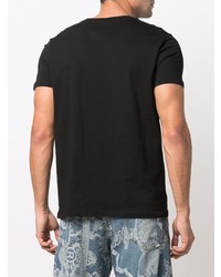 schwarzes bedrucktes T-Shirt mit einem Rundhalsausschnitt von Alpha Industries