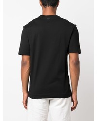 schwarzes bedrucktes T-Shirt mit einem Rundhalsausschnitt von Lacoste