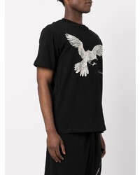 schwarzes bedrucktes T-Shirt mit einem Rundhalsausschnitt von Yohji Yamamoto