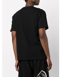 schwarzes bedrucktes T-Shirt mit einem Rundhalsausschnitt von Yohji Yamamoto