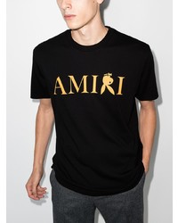 schwarzes bedrucktes T-Shirt mit einem Rundhalsausschnitt von Amiri