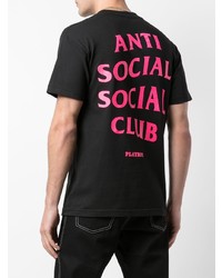 schwarzes bedrucktes T-Shirt mit einem Rundhalsausschnitt von Anti Social Social Club