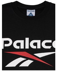 schwarzes bedrucktes T-Shirt mit einem Rundhalsausschnitt von Palace