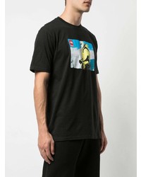 schwarzes bedrucktes T-Shirt mit einem Rundhalsausschnitt von Supreme