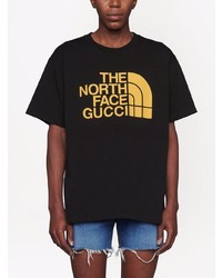 schwarzes bedrucktes T-Shirt mit einem Rundhalsausschnitt von Gucci