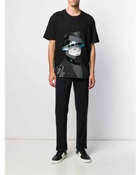 schwarzes bedrucktes T-Shirt mit einem Rundhalsausschnitt von Valentino