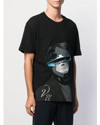 schwarzes bedrucktes T-Shirt mit einem Rundhalsausschnitt von Valentino