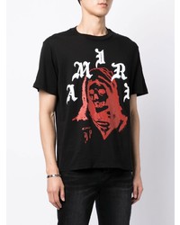 schwarzes bedrucktes T-Shirt mit einem Rundhalsausschnitt von Amiri