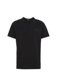 schwarzes bedrucktes T-Shirt mit einem Rundhalsausschnitt von Y-3