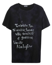 schwarzes bedrucktes T-Shirt mit einem Rundhalsausschnitt von Yohji Yamamoto