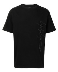 schwarzes bedrucktes T-Shirt mit einem Rundhalsausschnitt von Yohji Yamamoto