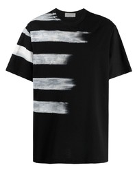 schwarzes bedrucktes T-Shirt mit einem Rundhalsausschnitt von Yohji Yamamoto