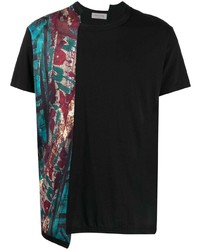 schwarzes bedrucktes T-Shirt mit einem Rundhalsausschnitt von Yohji Yamamoto
