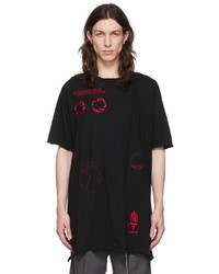 schwarzes bedrucktes T-Shirt mit einem Rundhalsausschnitt von Yuki Hashimoto
