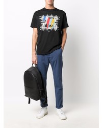 schwarzes bedrucktes T-Shirt mit einem Rundhalsausschnitt von PS Paul Smith