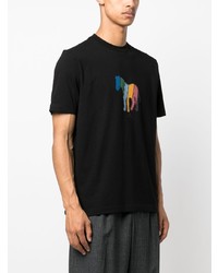 schwarzes bedrucktes T-Shirt mit einem Rundhalsausschnitt von PS Paul Smith