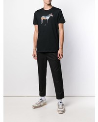 schwarzes bedrucktes T-Shirt mit einem Rundhalsausschnitt von Ps By Paul Smith