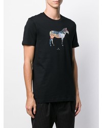 schwarzes bedrucktes T-Shirt mit einem Rundhalsausschnitt von Ps By Paul Smith