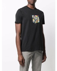 schwarzes bedrucktes T-Shirt mit einem Rundhalsausschnitt von PS Paul Smith