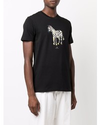 schwarzes bedrucktes T-Shirt mit einem Rundhalsausschnitt von Paul Smith