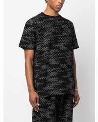 schwarzes bedrucktes T-Shirt mit einem Rundhalsausschnitt von Missoni