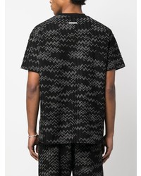 schwarzes bedrucktes T-Shirt mit einem Rundhalsausschnitt von Missoni