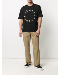 schwarzes bedrucktes T-Shirt mit einem Rundhalsausschnitt von Vans