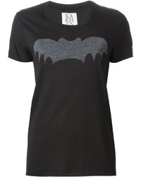 schwarzes bedrucktes T-Shirt mit einem Rundhalsausschnitt von Zoe Karssen