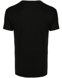 schwarzes bedrucktes T-Shirt mit einem V-Ausschnitt von Armani Exchange