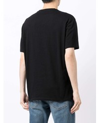 schwarzes bedrucktes T-Shirt mit einem V-Ausschnitt von Armani Exchange