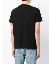 schwarzes bedrucktes T-Shirt mit einem V-Ausschnitt von Armani Exchange