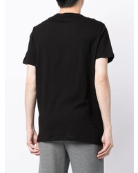 schwarzes bedrucktes T-Shirt mit einem V-Ausschnitt von Armani Exchange