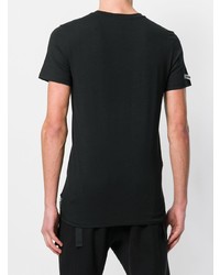 schwarzes bedrucktes T-Shirt mit einem V-Ausschnitt von Plein Sport