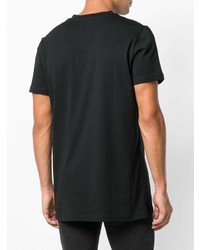 schwarzes bedrucktes T-Shirt mit einem V-Ausschnitt von Balmain