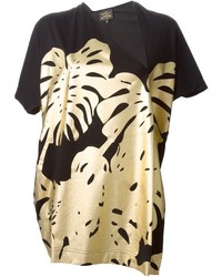 schwarzes bedrucktes T-Shirt mit einem V-Ausschnitt von Vivienne Westwood