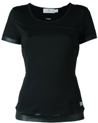 schwarzes bedrucktes T-shirt von adidas by Stella McCartney