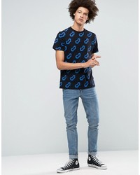 schwarzes bedrucktes T-shirt von Weekday