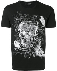 schwarzes bedrucktes T-shirt von Alexander McQueen