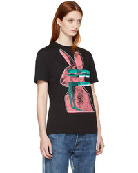 schwarzes bedrucktes T-shirt von MCQ