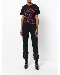 schwarzes bedrucktes T-shirt von MCQ