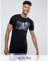 schwarzes bedrucktes T-shirt von Asos